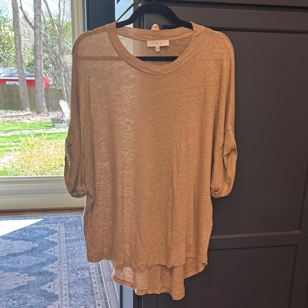 IRO slub linen taupe oversized tee